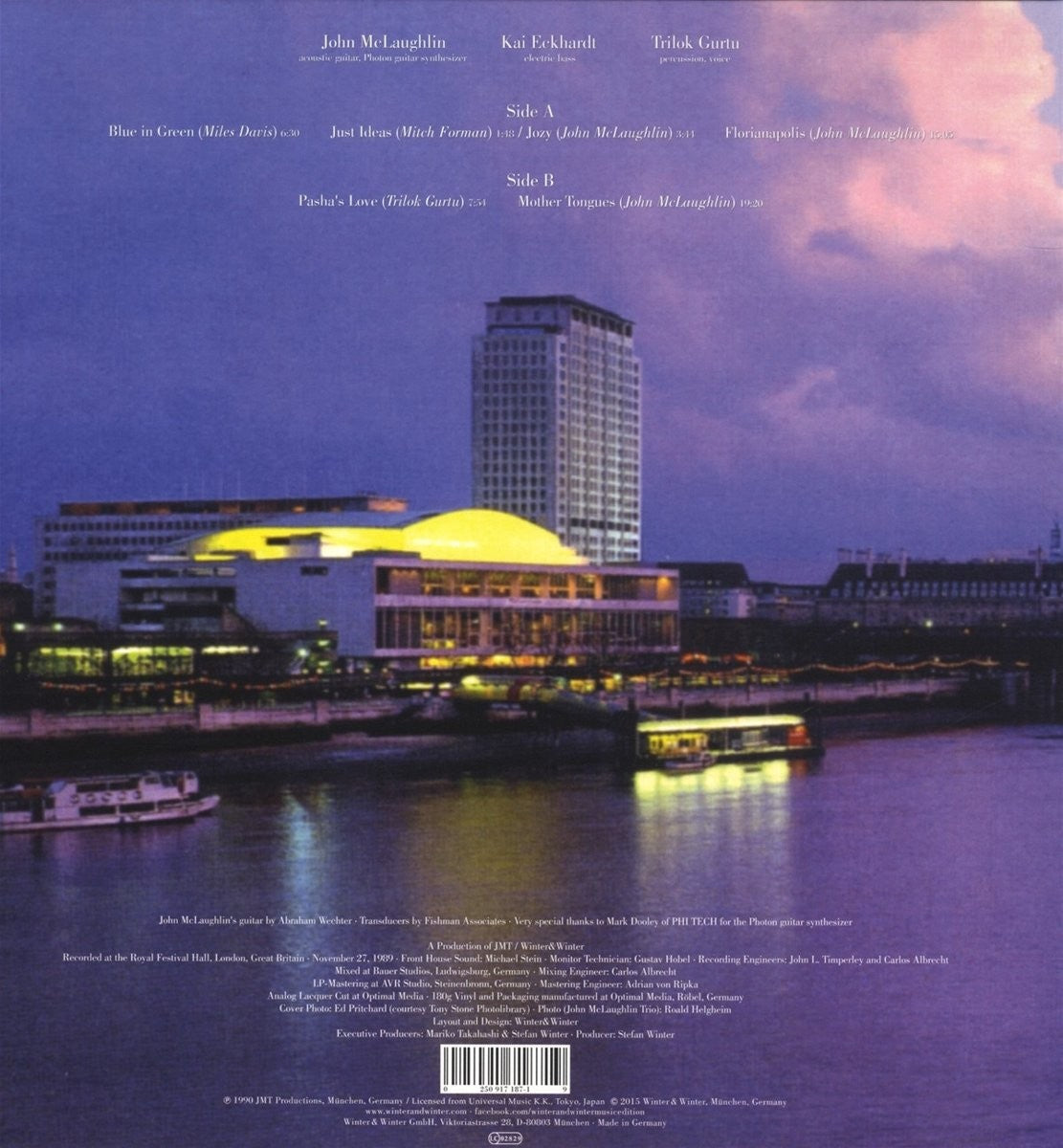 John McLAUGHLIN TRIO - LIVE AT THE ROYAL FESTIVAL HALL, LONDON (LP)