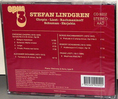 Stefan LINDGREN - CHOPIN, LISZT, RACHMANINOFF, SCHUMANN, SKRJABIN, (solo piano) - (CD)
