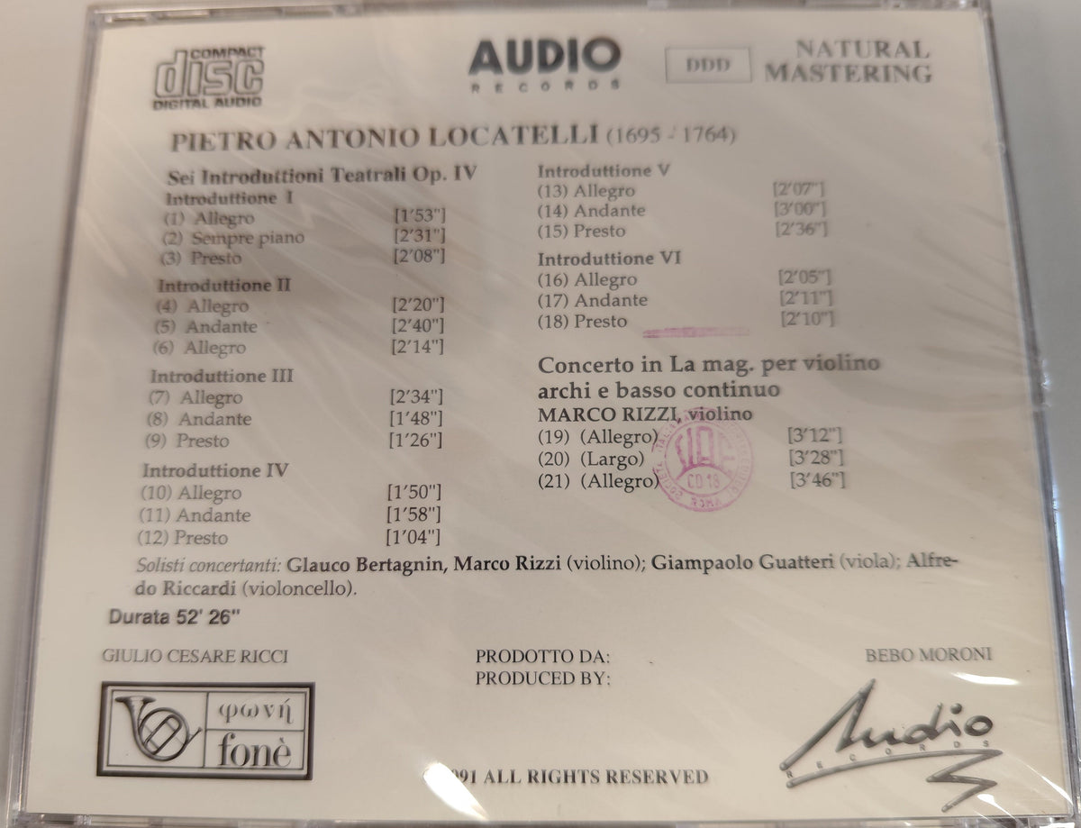 Pietro Antonio Locatelli - Sei Introduttioni Teatrali Op. IV (CD)