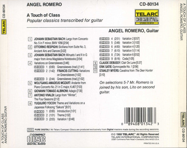 AA.VV. - Angel Romero, guitar - A Touch of Class (CD)