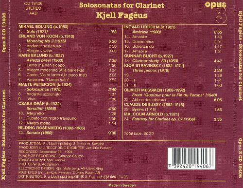 AA. VV. - Kjell Fagéus - Lonely souls - Solosonatas for Clarinet (CD)