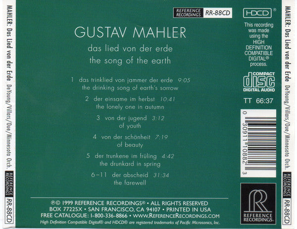 G.Mahler - Eiji Oue - Mahler: Das Lied von der Erde (CD-HDCD)