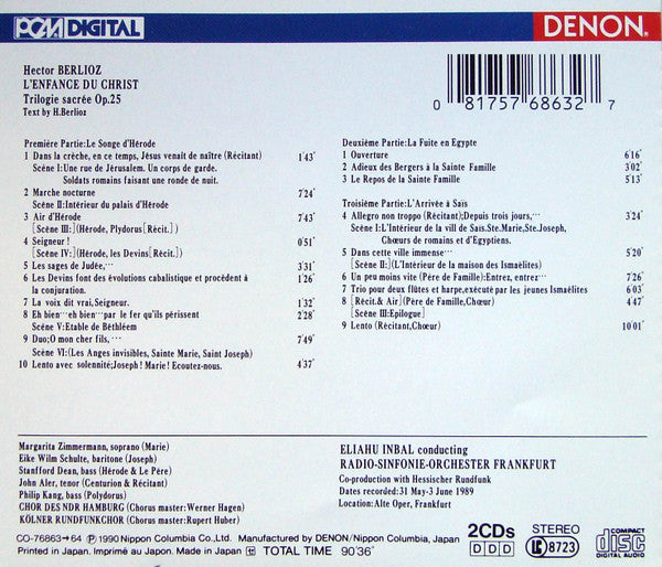 Hector Berlioz - Eliahu Inbal, conductor - L'Enfance Du Christ (2x CD)