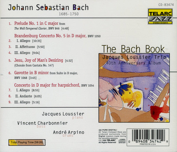 Jacques Loussier Trio - THE BACH BOOK (CD)