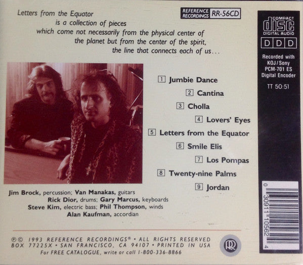 Jim Brock - Van Manakas - Letters From The Equator (CD)