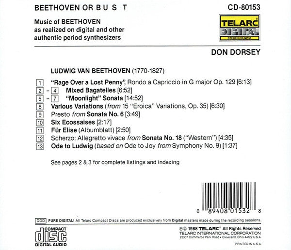L.Van Beethoven - Don Dorsey - Beethoven Or Bust (CD)