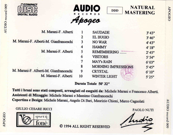 Michele Marani e Francesco Alberti - Apogeo (CD)