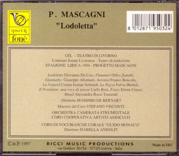 P. Mascagni - dir. De Bernart - Lodoletta (2xCD)