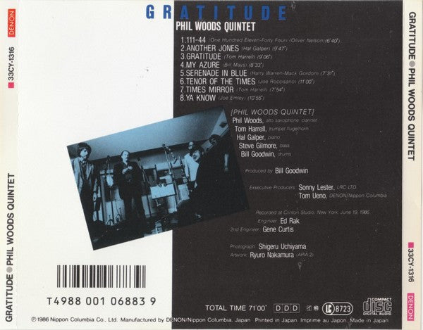 Phil Woods Quintet - GRATITUDE (CD)