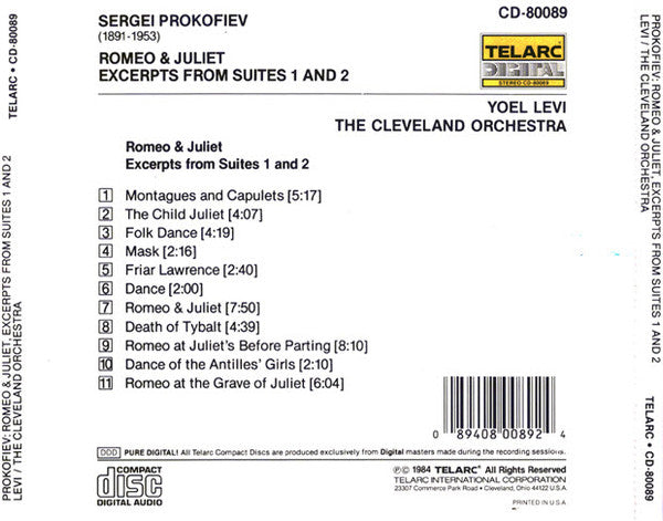 S.Prokofiev - Yoel Levi - The Cleveland Orchestra - Romeo & Juliet - Excerpts From Suites 1 and 2 (CD)