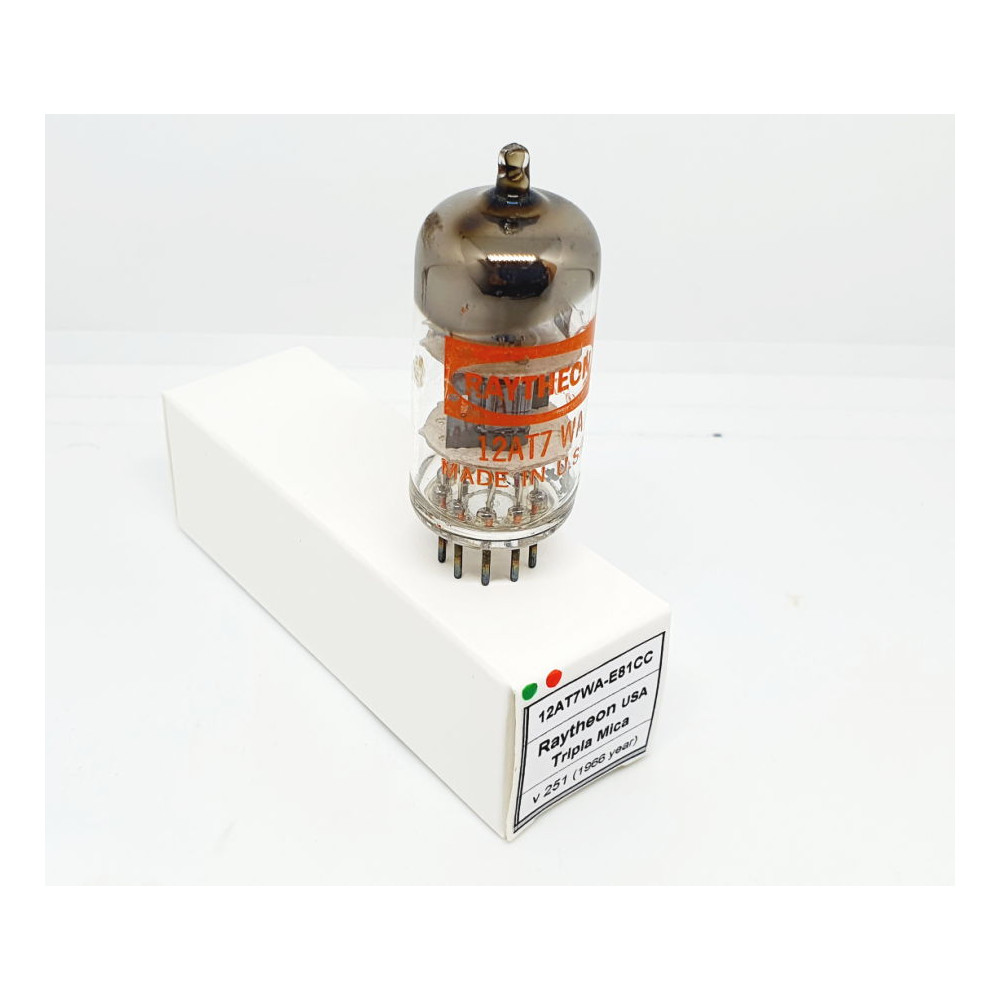 12AT7WA - E81CC - 6201 - ECC81 RAYTHEON Tripla Mica USA 1966 NOS Singola (v251)