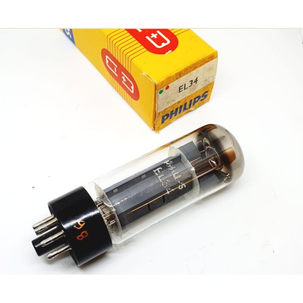 EL34 Philips Xf3 UK Blackburn made  NOS-NIB Singola (v98)