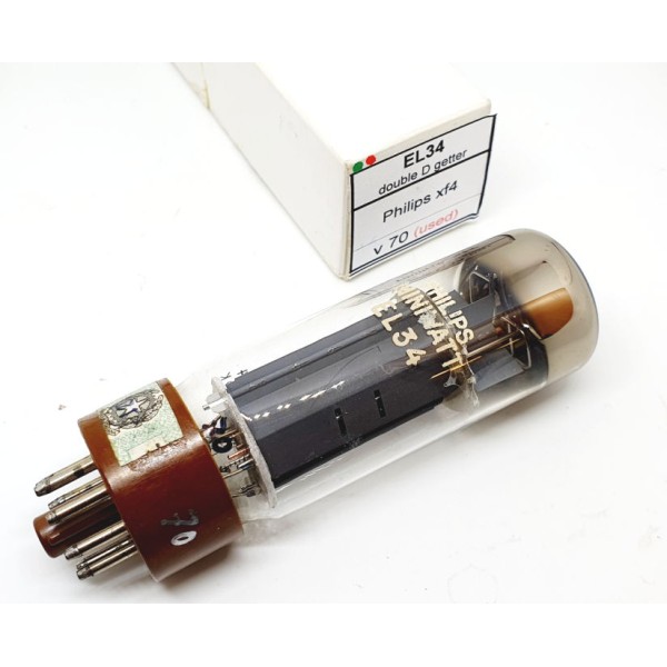 EL34 Philips Xf4 D-D Getter 1957-62 UOS RARE Singola Usata (v70)
