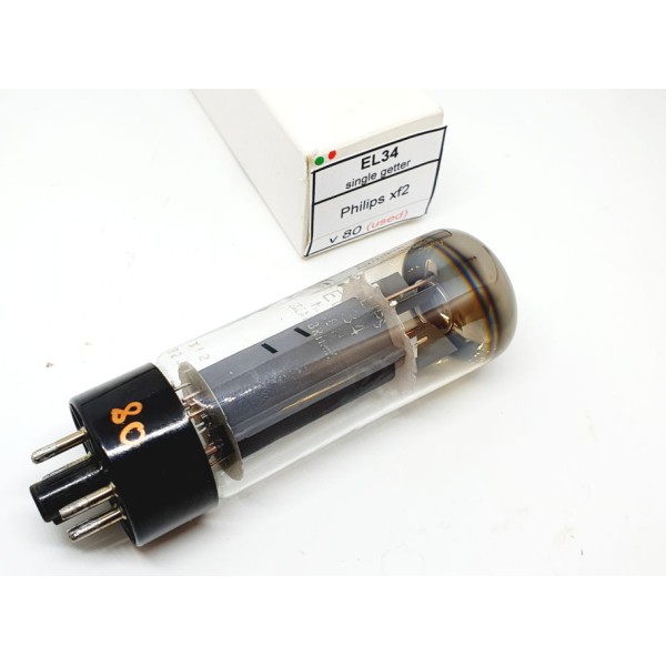 EL34 Philips-Mullard Xf2 1971-73 NOS Singola Usata (v80)