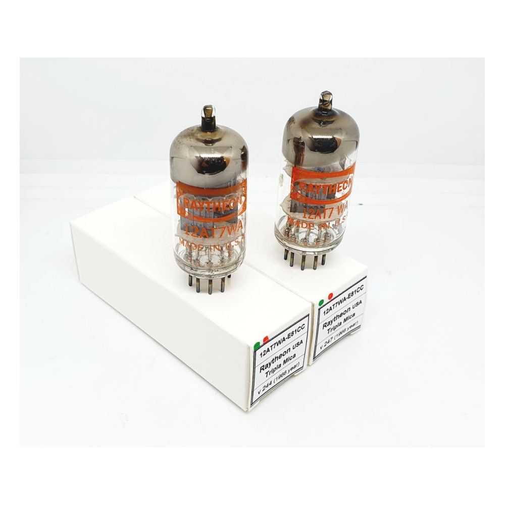 12AT7WA - E81CC - 6201 - ECC81 RAYTHEON Tripla Mica USA 1966 NOS Pair (v250 - v288)