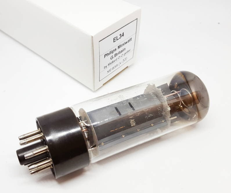 EL34 Philips Miniwatt  G. Britain Xf2 NOS Singola (v33)