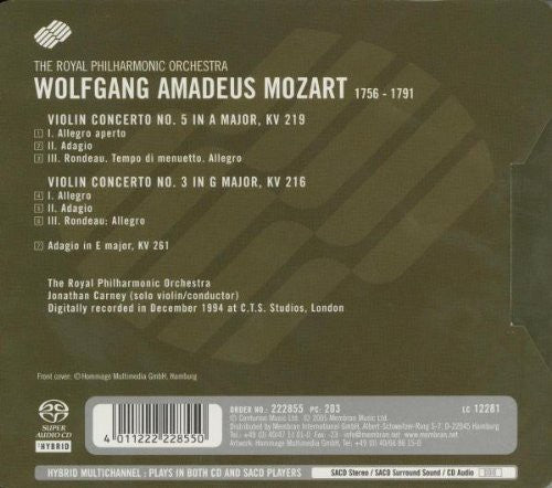 The ROYAL PHILHARMONIC ORCHESTRA - MOZART: VIOLIN CONCERTO (SACD Hybrid)
