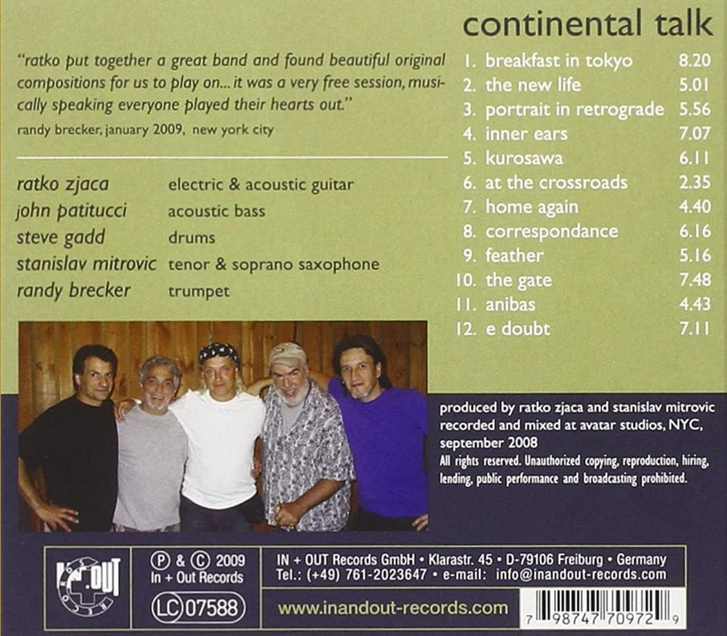 Ratko ZJACA, John PATITUCCI, Steve GADD, Stanislav MITROVIC, Randy BRECKER - CONTINENTAL TALK (CD)