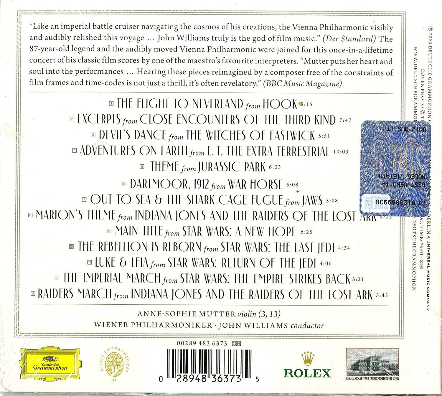 John WILLIAMS / Anne Sophie MUTTER / WIENER PHILARMONILER - JOHN WILLIAMS IN VIENNA (CD)
