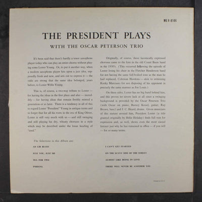 Lester YOUNG, Oscar PETERSON TRIO - THE PRESIDENT PLAYS (LP)