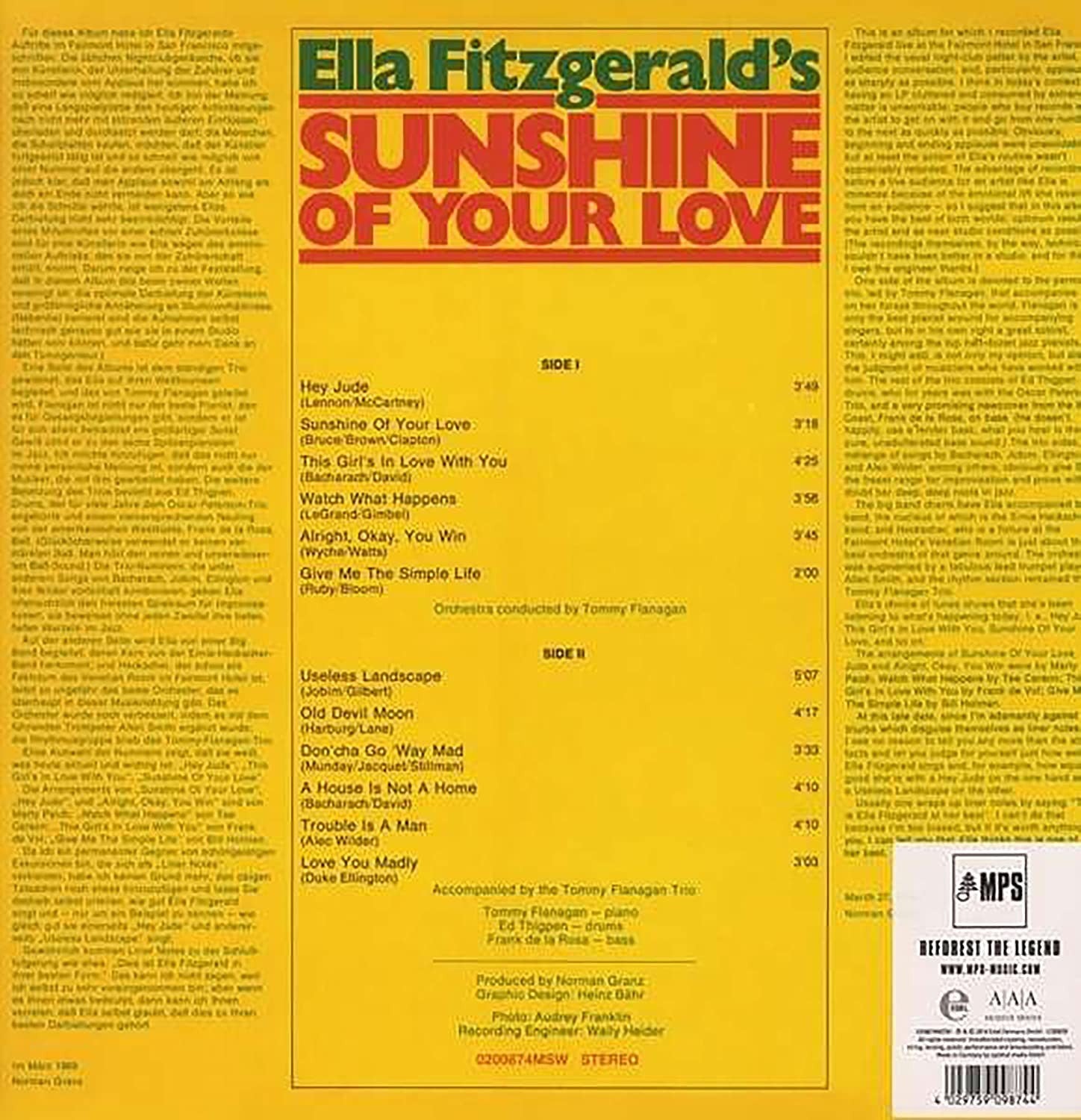 Ella FITZGERALD - SUNSHINE OF YOUR LOVE (LP)