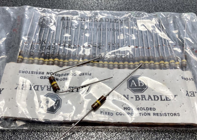 Resistori Allen Bradley 100k ohm 1/2 watt impasto di carbone - set 50 pezzi
