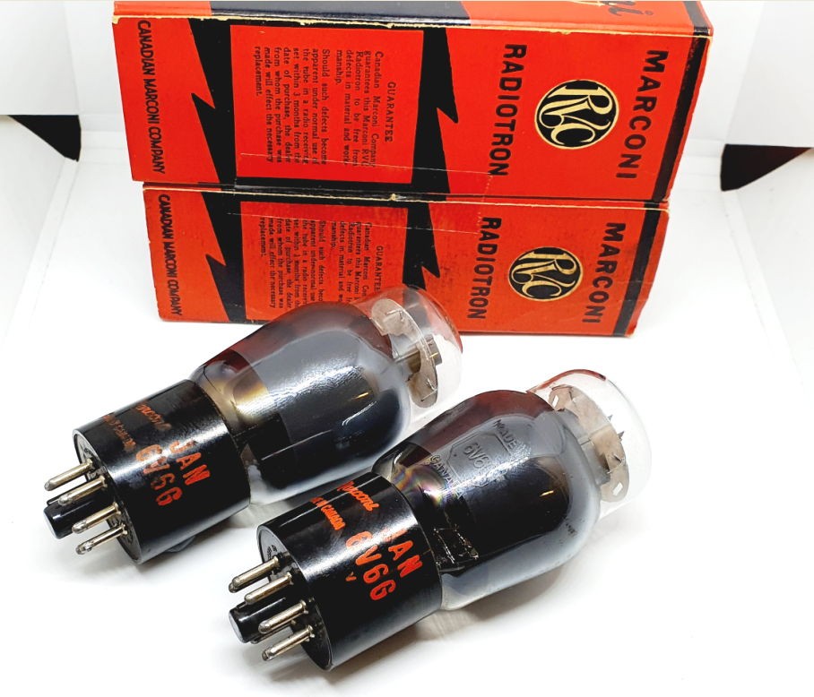 6V6G - VT107A JAN Marconi Radiotron RVC Canada NOS-NIB 1950 Coppia (v1 - v2)