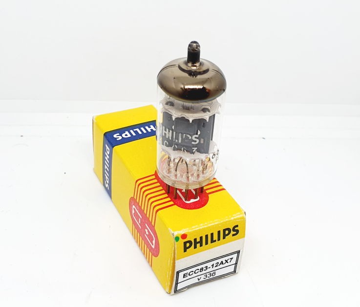 ECC83 - 12AX7 PHILIPS Dimpled Getter NOS-NIB Singola (v 336)