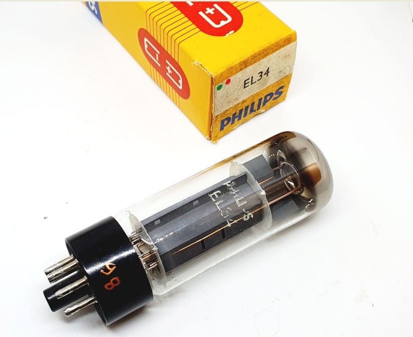 EL34 Philips Xf3 UK Blackburn made  NOS-NIB Singola (v98)