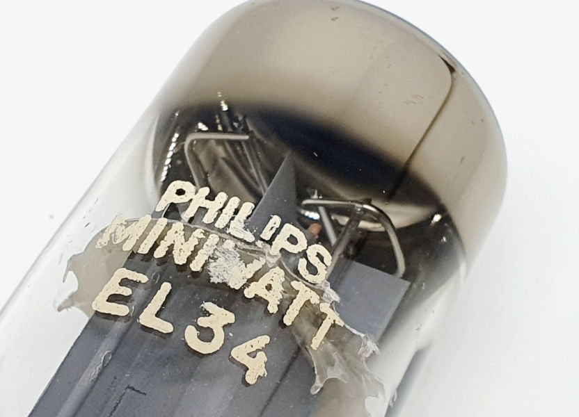 EL34 Philips Xf4 D-D Getter 1957-62 UOS RARE Singola Usata (v70)