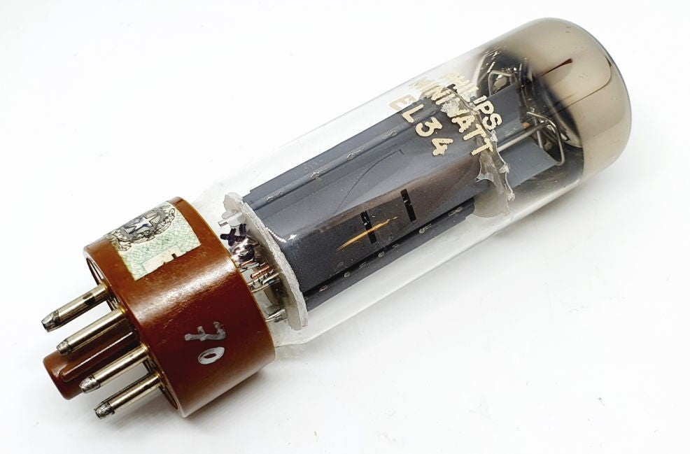EL34 Philips Xf4 D-D Getter 1957-62 UOS RARE Singola Usata (v70)