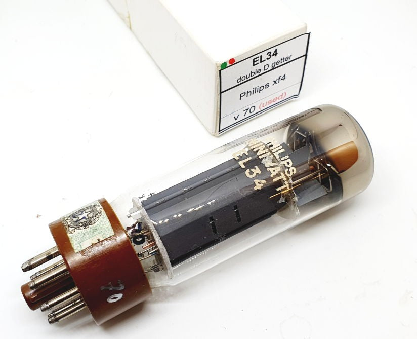 EL34 Philips Xf4 D-D Getter 1957-62 UOS RARE Singola Usata (v70)