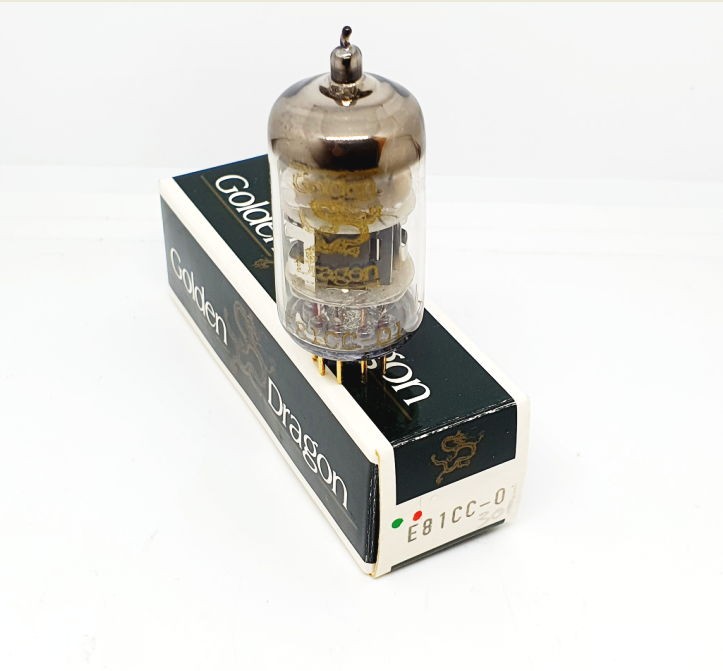 E81CC -01- 12AT7WA Golden Dragon Pin Gold NOS-NIB Single (v301)