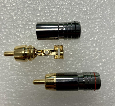 RCM 111 Tef Red/black (COPPIA) - Connettori RCA maschio da cavo 6mm