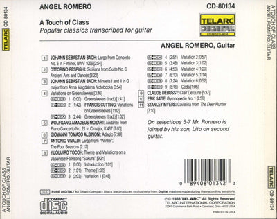 AA.VV. - Angel Romero, guitar - A Touch of Class (CD)