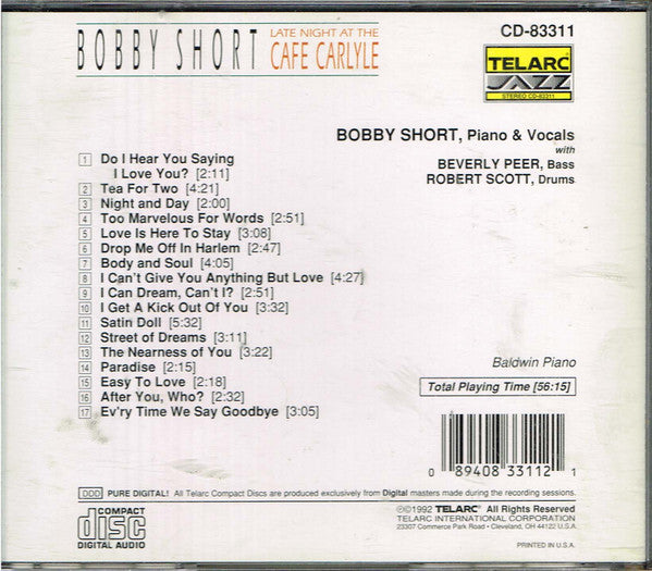 Bobby Short - Late Night at the Cafe Carlyle (CD)