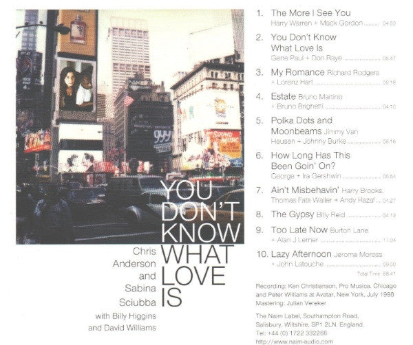 Chris ANDERSON and Sabina SCIUBBA - YOU DON'T KNOW WHAT LOVE IS (CD)
