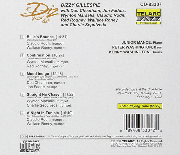 Dizzie Gillespie - To Diz with Love - Live At The Blue Note (CD)