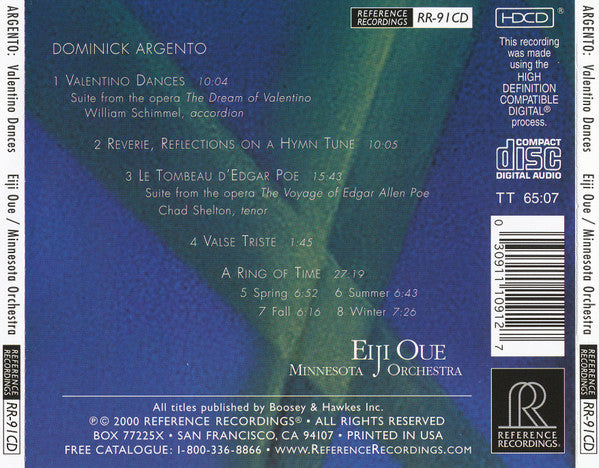 Dominick Argento - Eiji Oue Minnesota Orchestra - Valentino Dances (CD)