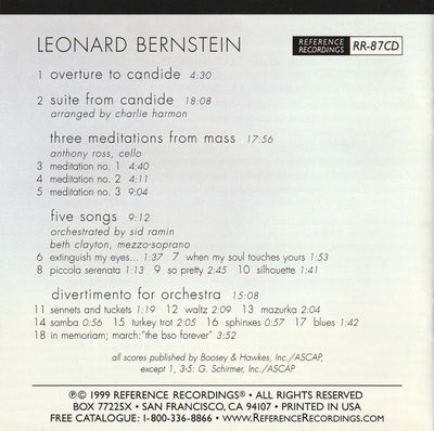 Eiji Oue, Minnesota Orchestra, Bernstein – Suite From Candide, Five Songs, Three Meditations From Mass, Divertimento (CD-HDCD)