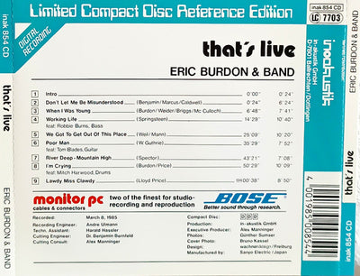 Eric Burdon & Band - That's Live (CD)