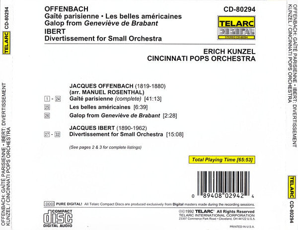 Erich Kunzel, Cincinnati Pops Big Band Orchestra - Offenbach: Gaité parisienne - Ibert: Divertissement (CD)