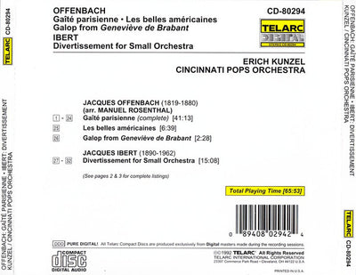 Erich Kunzel, Cincinnati Pops Big Band Orchestra - Offenbach: Gaité parisienne - Ibert: Divertissement (CD)