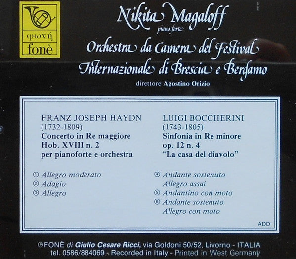 Haydn - Boccherini - Nikita Magaloff, pianoforte - Concerto in RE maggiore - Sinfonia in RE minore (CD)