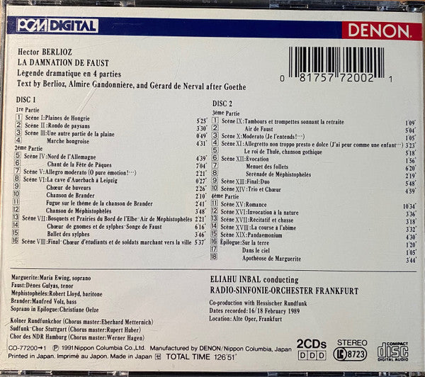 Hector Berlioz - Eliahu Inbal, conductor - La Damnation De Faust (2x CD)