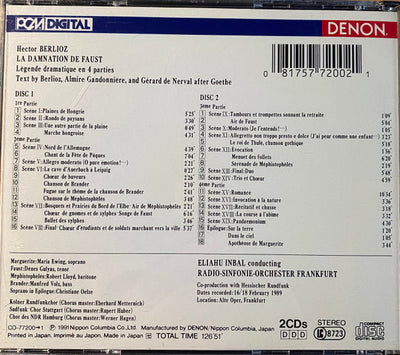 Hector Berlioz - Eliahu Inbal, conductor - La Damnation De Faust (2x CD)