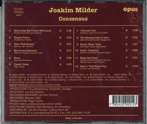 Joakim MILDER - CONSENSUS (CD)