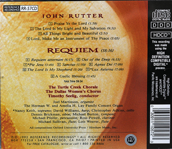 John Rutter - The Turtle Creek Chorale The Women's Chorus of Dallas - Requiem - Five Anthems (CD-HDCD)