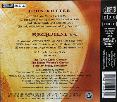 John Rutter - The Turtle Creek Chorale The Women's Chorus of Dallas - Requiem - Five Anthems (CD-HDCD)