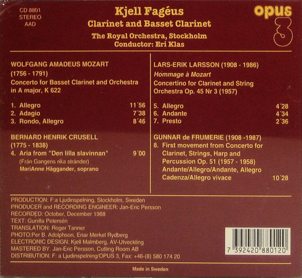 Kjell Fagéus - Clarinet Concertos (CD)